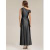 image:imageEverPretty Womens One Shoulder Formal Wedding Guest Dress Satin Ruched Slit Spring Bridesmaid Dresses 02670Black