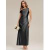 image:imageEverPretty Womens One Shoulder Formal Wedding Guest Dress Satin Ruched Slit Spring Bridesmaid Dresses 02670Black