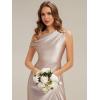 image:imageEverPretty Womens One Shoulder Formal Wedding Guest Dress Satin Ruched Slit Spring Bridesmaid Dresses 02670Champagne