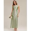 image:imageEverPretty Womens One Shoulder Formal Wedding Guest Dress Satin Ruched Slit Spring Bridesmaid Dresses 02670Sage Green