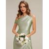 image:imageEverPretty Womens One Shoulder Formal Wedding Guest Dress Satin Ruched Slit Spring Bridesmaid Dresses 02670Sage Green