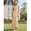 image:imageEverPretty Womens One Shoulder Formal Wedding Guest Dress Satin Ruched Slit Spring Bridesmaid Dresses 02670Yellow