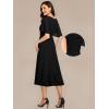 image:imageEverPretty Womens Round Neck Short Sleeves Formal Dresses Appliques Aline Chiffon Midi Mother of Bride Dress 02961Black