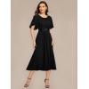 image:imageEverPretty Womens Round Neck Short Sleeves Formal Dresses Appliques Aline Chiffon Midi Mother of Bride Dress 02961Black