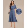 image:imageEverPretty Womens Round Neck Short Sleeves Formal Dresses Appliques Aline Chiffon Midi Mother of Bride Dress 02961Dusty Blue
