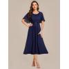 image:imageEverPretty Womens Round Neck Short Sleeves Formal Dresses Appliques Aline Chiffon Midi Mother of Bride Dress 02961Navy Blue