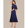 image:imageEverPretty Womens Round Neck Short Sleeves Formal Dresses Appliques Aline Chiffon Midi Mother of Bride Dress 02961Navy Blue