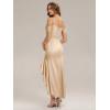 image:imageEverPretty Womens Spring Cowl Neck Short Sleeves Wedding Guest Dress Satin HighLow Summer Bridesmaid Dresses 02702Champagne