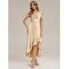 image:imageEverPretty Womens Spring Cowl Neck Short Sleeves Wedding Guest Dress Satin HighLow Summer Bridesmaid Dresses 02702Champagne