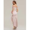 image:imageEverPretty Womens Spring Cowl Neck Short Sleeves Wedding Guest Dress Satin HighLow Summer Bridesmaid Dresses 02702Pink