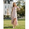 image:imageEverPretty Womens Spring Cowl Neck Short Sleeves Wedding Guest Dress Satin HighLow Summer Bridesmaid Dresses 02702Pink