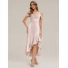 image:imageEverPretty Womens Spring Cowl Neck Short Sleeves Wedding Guest Dress Satin HighLow Summer Bridesmaid Dresses 02702Pink