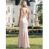 image:imageEverPretty Womens Square Neck Sleeveless Wedding Guest Dress Satin Floor Length Sheath Bridesmaid Dresses 02720Pink