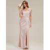 image:imageEverPretty Womens Square Neck Sleeveless Wedding Guest Dress Satin Floor Length Sheath Bridesmaid Dresses 02720Pink