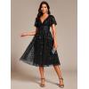 image:imageEverPretty Womens V Neck A Line Cocktail Dresses Embroidery Short Sleeves Midi Sequin Formal Wedding Guest Dress 02230Black