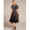 image:imageEverPretty Womens V Neck A Line Cocktail Dresses Embroidery Short Sleeves Midi Sequin Formal Wedding Guest Dress 02230Blackgold