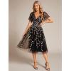 image:imageEverPretty Womens V Neck A Line Cocktail Dresses Embroidery Short Sleeves Midi Sequin Formal Wedding Guest Dress 02230Blackgold