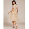 image:imageEverPretty Womens V Neck A Line Cocktail Dresses Embroidery Short Sleeves Midi Sequin Formal Wedding Guest Dress 02230Gold