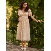 image:imageEverPretty Womens V Neck A Line Cocktail Dresses Embroidery Short Sleeves Midi Sequin Formal Wedding Guest Dress 02230Gold