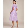 image:imageEverPretty Womens V Neck A Line Cocktail Dresses Embroidery Short Sleeves Midi Sequin Formal Wedding Guest Dress 02230Lavender