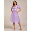 image:imageEverPretty Womens V Neck A Line Cocktail Dresses Embroidery Short Sleeves Midi Sequin Formal Wedding Guest Dress 02230Lavender