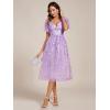 image:imageEverPretty Womens V Neck A Line Cocktail Dresses Embroidery Short Sleeves Midi Sequin Formal Wedding Guest Dress 02230Lavender