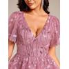 image:imageEverPretty Womens V Neck A Line Cocktail Dresses Embroidery Short Sleeves Midi Sequin Formal Wedding Guest Dress 02230Orchid