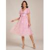 image:imageEverPretty Womens V Neck A Line Cocktail Dresses Embroidery Short Sleeves Midi Sequin Formal Wedding Guest Dress 02230Pink
