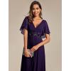 image:imageEverPretty Womens V Neck Chiffon Formal Wedding Guest Dress Applique ALine Maxi Mother of Bride Dresses 02093Deep Purple