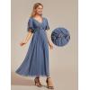 image:imageEverPretty Womens V Neck Chiffon Formal Wedding Guest Dress Applique ALine Maxi Mother of Bride Dresses 02093Dusty Navy