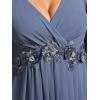 image:imageEverPretty Womens V Neck Chiffon Formal Wedding Guest Dress Applique ALine Maxi Mother of Bride Dresses 02093Dusty Navy