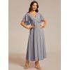 image:imageEverPretty Womens V Neck Chiffon Formal Wedding Guest Dress Applique ALine Maxi Mother of Bride Dresses 02093Grey