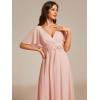 image:imageEverPretty Womens V Neck Chiffon Formal Wedding Guest Dress Applique ALine Maxi Mother of Bride Dresses 02093Pink