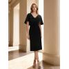image:imageEverPretty Womens VNeck Cape Sleeves Cocktail Wedding Guest Dress Midi A Line Semi Formal Dresses 02688Black