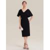 image:imageEverPretty Womens VNeck Cape Sleeves Cocktail Wedding Guest Dress Midi A Line Semi Formal Dresses 02688Black
