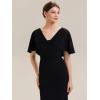 image:imageEverPretty Womens VNeck Cape Sleeves Cocktail Wedding Guest Dress Midi A Line Semi Formal Dresses 02688Black