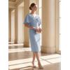 image:imageEverPretty Womens VNeck Cape Sleeves Cocktail Wedding Guest Dress Midi A Line Semi Formal Dresses 02688Ice Blue