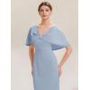image:imageEverPretty Womens VNeck Cape Sleeves Cocktail Wedding Guest Dress Midi A Line Semi Formal Dresses 02688Ice Blue