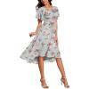 image:imageEverPretty Womens Chiffon Crew Neck Empire Waist Short Sleeve Semi Formal Dresses Wedding Guest Dress 02053Amber Bloom