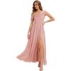 image:imageEverPretty Womens One Shoulder Bridesmaid Dress Short Sleeves Chiffon ALine Formal Wedding Guest Dresses 02704Dusty Rose
