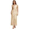 image:imageEverPretty Womens One Shoulder Formal Wedding Guest Dress Satin Ruched Slit Spring Bridesmaid Dresses 02670Yellow