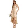 image:imageEverPretty Womens Spring Cowl Neck Short Sleeves Wedding Guest Dress Satin HighLow Summer Bridesmaid Dresses 02702Champagne