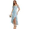 image:imageEverPretty Womens Spring Cowl Neck Short Sleeves Wedding Guest Dress Satin HighLow Summer Bridesmaid Dresses 02702Ice Blue