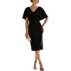 image:imageEverPretty Womens VNeck Cape Sleeves Cocktail Wedding Guest Dress Midi A Line Semi Formal Dresses 02688Black