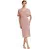 image:imageEverPretty Womens VNeck Cape Sleeves Cocktail Wedding Guest Dress Midi A Line Semi Formal Dresses 02688Dusty Rose