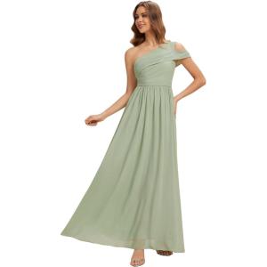 image:imageEverPretty Womens One Shoulder Chiffon Bridesmaid Dress Sleeveless A Line Floor Length Formal Wedding Guest Dresses 02705Mint Green