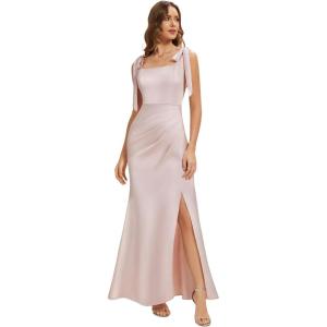 image:imageEverPretty Womens Square Neck Sleeveless Wedding Guest Dress Satin Floor Length Sheath Bridesmaid Dresses 02720Pink