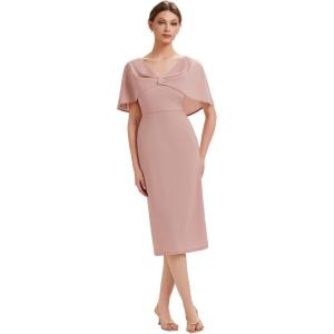 image:imageEverPretty Womens VNeck Cape Sleeves Cocktail Wedding Guest Dress Midi A Line Semi Formal Dresses 02688Dusty Rose