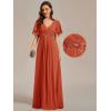 image:imageEverPretty Womens Chiffon VNeck Mother of Bride Dresses ALine Ruched Short Sleeves Appliques Bridesmaid Dress Formal GownBurnt Orange