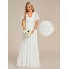 image:imageEverPretty Womens Chiffon VNeck Mother of Bride Dresses ALine Ruched Short Sleeves Appliques Bridesmaid Dress Formal GownCcream